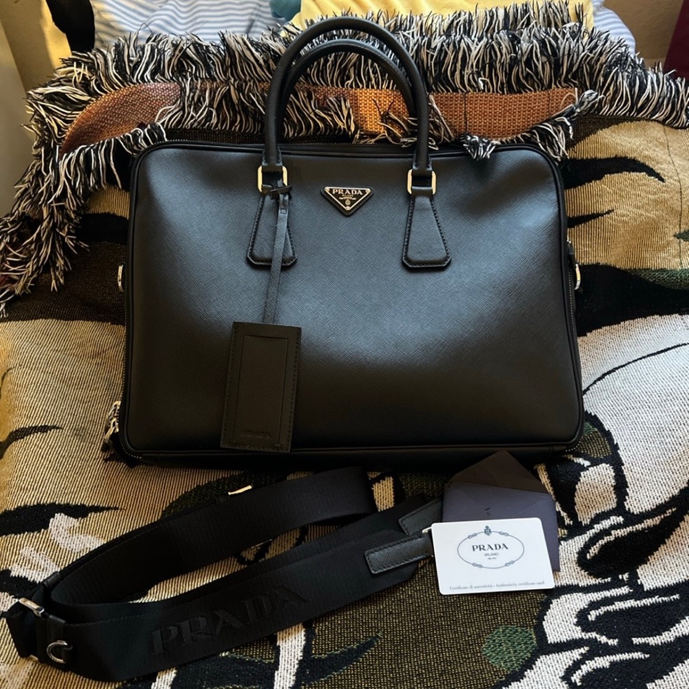 Prada Black Leather Men's Bag